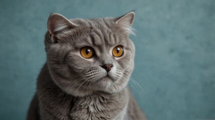 Gray Cat with Intense Orange Eyes