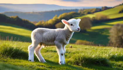 Fototapeta premium Sweet Lamb in Pasture