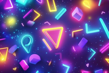 Futuristic 3D Neon Glow: Abstract Geometric Shapes Background