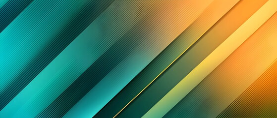 Obraz premium A flat vector illustration of a vibrant abstract background, diagonal stripes with a gradient transition from cerulean golden to deep green, subtle textures, overlapping layers, smooth gradient shifts