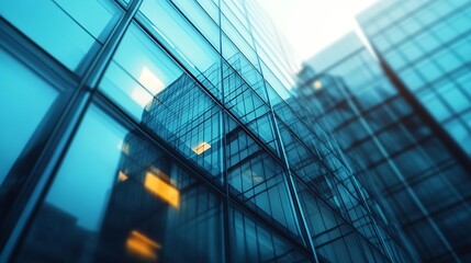 Contemporary architecture Close up of a modern office building with a glass facade : Generative AI