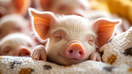 Many piglet cute newborn in the pig farm with other piglets Closeup of masses piglets in pig farm : Generative AI