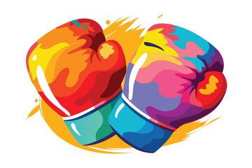 Fototapeta premium Watercolor boxing gloves vector illustration