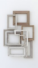 Artfully Arranged Picture Frames in Various Styles on a Clean White Background