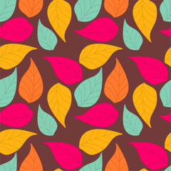 Obraz premium Seamless print pattern wallpaper background with leaves vector illustration botanic nature texture for paper, textile etc