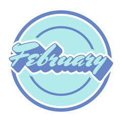 February Month Typography Sticker Pastel Color