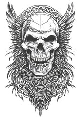 Obraz premium Skull and Eagle very simple traditional tattoo flash styles illustration