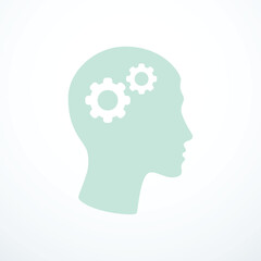 Head and gears thinking concept. Vector illustration