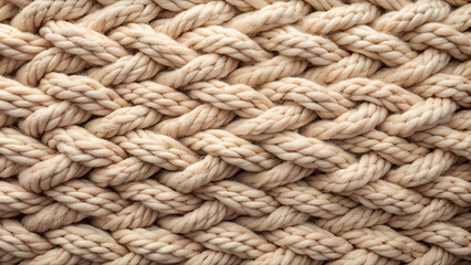 Cozy knitted textured background with chunky knit in beige color