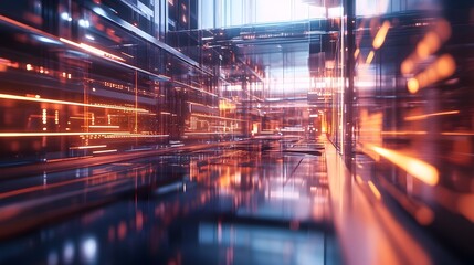 Futuristic Financial Technology Hub with Cutting Edge Data Analytics and Holographic Interfaces