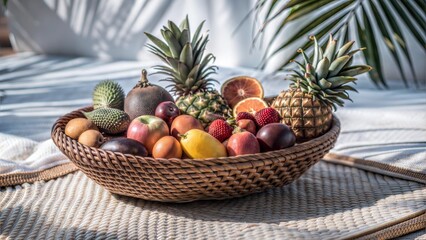 assortment of tropical fruit overflowing