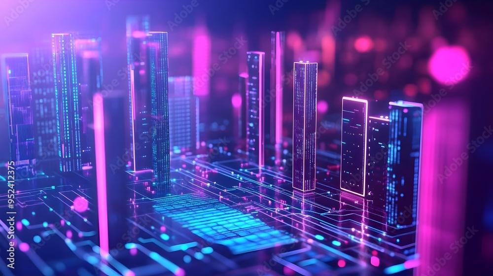 Wall mural dynamic futuristic financial technology data analytics clean minimalist digital interface