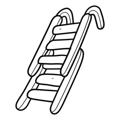Hand drawn doodle ladder for firefighter on white background.
