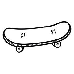 Hand drawn doodle skateboard on white background.