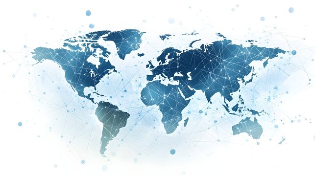 Global Connectivity   Digital World Map Representing International Network and Data Flows