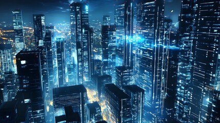 Futuristic Financial Technology Hub with Sleek Architectural Design and Automated Interfaces