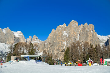 Dolomites ski resort in winter, Italy