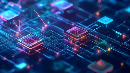 Futuristic Digital Finance Hub with Sleek Transparent Blockchain Interfaces and Synchronized Data Streams