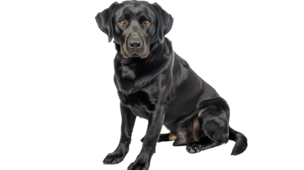 Black labrador full body shot isolated on transparent background, PNG