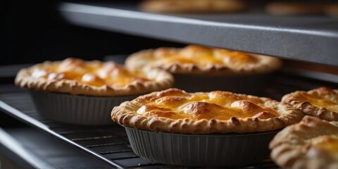 Food Pies baked with selective focus in oven.