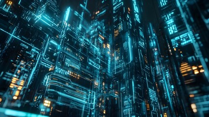 Futuristic Blockchain Powered Financial Technology with Sleek Digital Displays and Holographic Visualizations