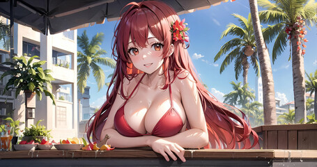 Fototapeta premium Pretty Cute Sexy Anime Girl Wallpaper, hot and cute anime girl , hot and sexy anime women . anime girl character design illustration ,Anime Girl Ai ,Generative AI