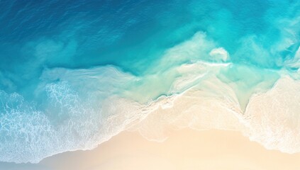 Fototapeta premium Top view of waves and beaches, tourism, waves, ocean water, natural scenery, computer wallpaper, coastline