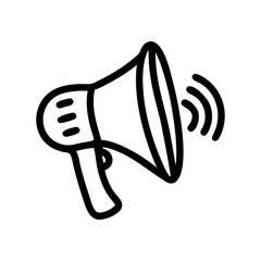Megaphone outline icon hand draw isolated on white