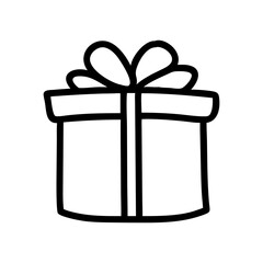 Gift box outline icon hand draw isolated on white