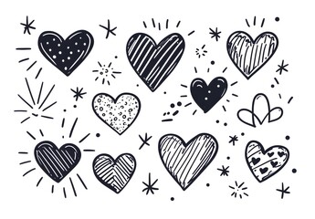 Charming Hand drawn Heart shaped Symbols for Valentine s Day Dcor and Designs