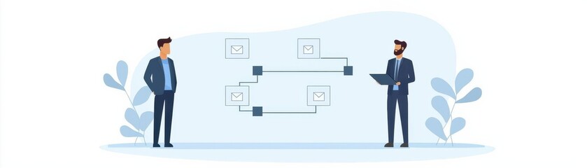 Information flowchart, tech-driven insights, modern layout, flat design illustration