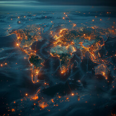 Global network communication, technology and connectivity generated.AI