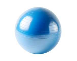 A vibrant blue exercise ball perfect for fitness routines, yoga, and balance training, enhancing core strength and stability.