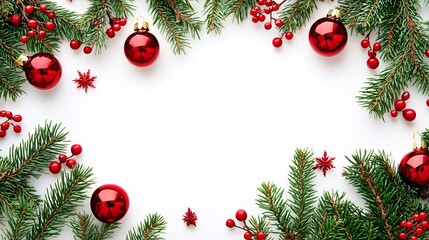 Christmas Ornament and Pine Branch Border