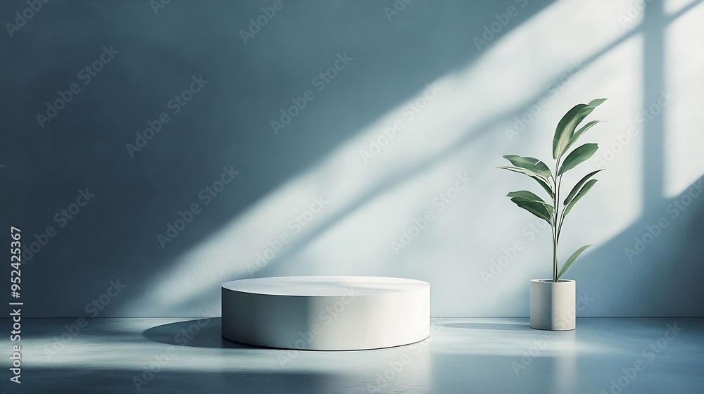 Leinwandbilder light blue minimalistic background for product presentation with beautiful light and shadow on the w
