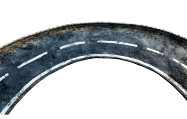 Curved asphalt road with white markings, ideal for backgrounds or transport-related designs.