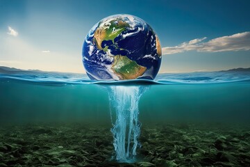 Fototapeta premium Ethereal Water Stream Celebrating World Water Day and Urging Earth Conservation