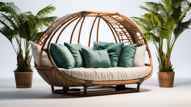 generated illustration of daybed with canopy against white background