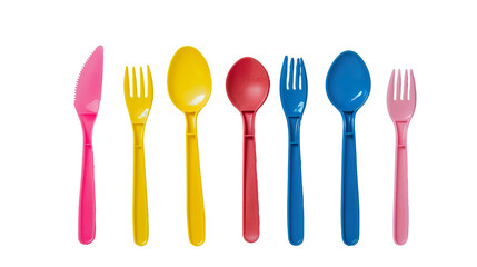 Cutlery of plastic isolated on transparent background, PNG
