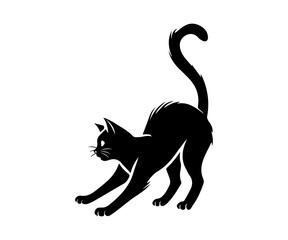 Simple black cat silhouette on white background, ideal for modern and minimalist designs. Vector illustration.