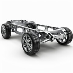 Automobile Chassis with Wheels and Suspension