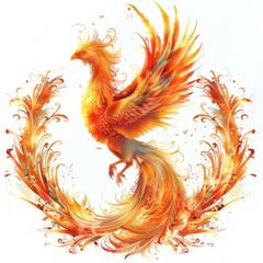 Obraz premium Majestic Phoenix Rising with Flaming Wings