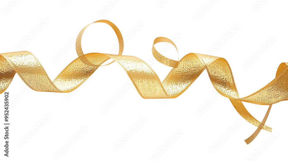 Wall mural gold ribbon isolated on transparent background, png
