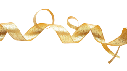 Gold ribbon isolated on transparent background, PNG