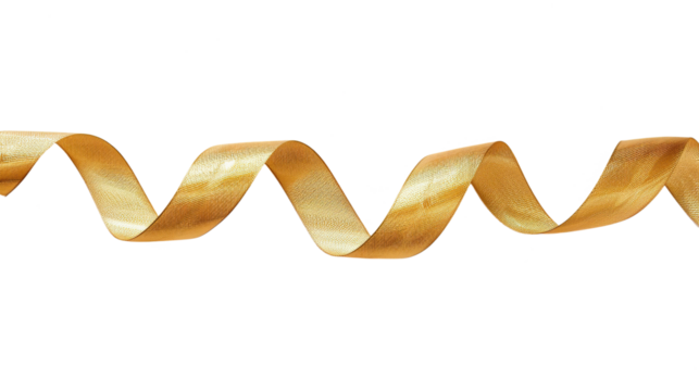 Gold ribbon isolated on transparent background, PNG - Powered by Adobe