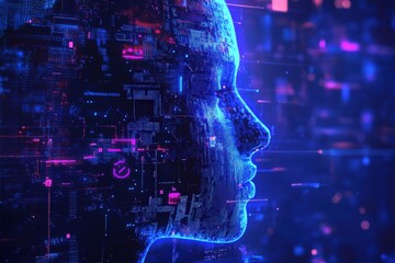 Obraz premium abstract artificial intelligence face