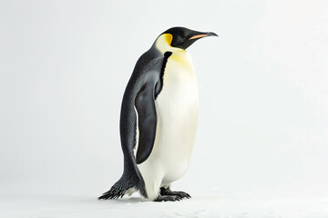 Fototapeta premium a penguin standing in the snow with its head turned