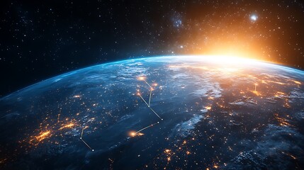 Obraz premium Earthrise: Global Network Connections
