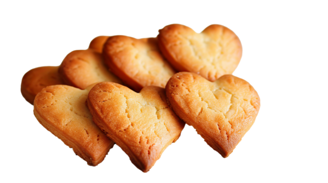 Heart shape cookies biscuit isolated on transparent background, PNG