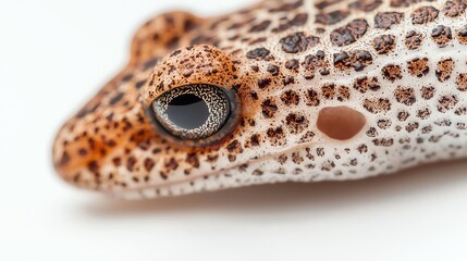 Naklejka premium Close-up of a Leopard Gecko's face, showcasing its unique spotted pattern.